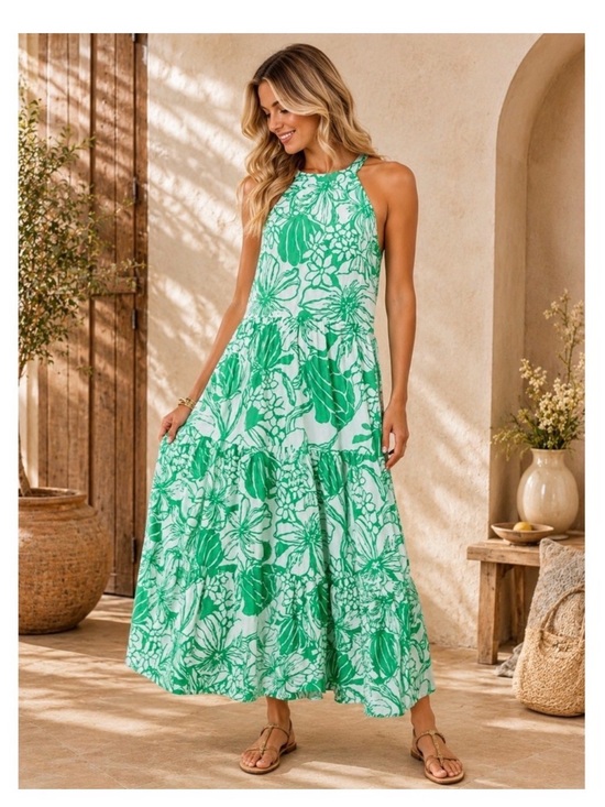 Lilly Pulitzer Dresses & Skirts - REPOSH Lilly Pulitzer Green Floral Halter Maxi Dress - Beach Ready Summer Style